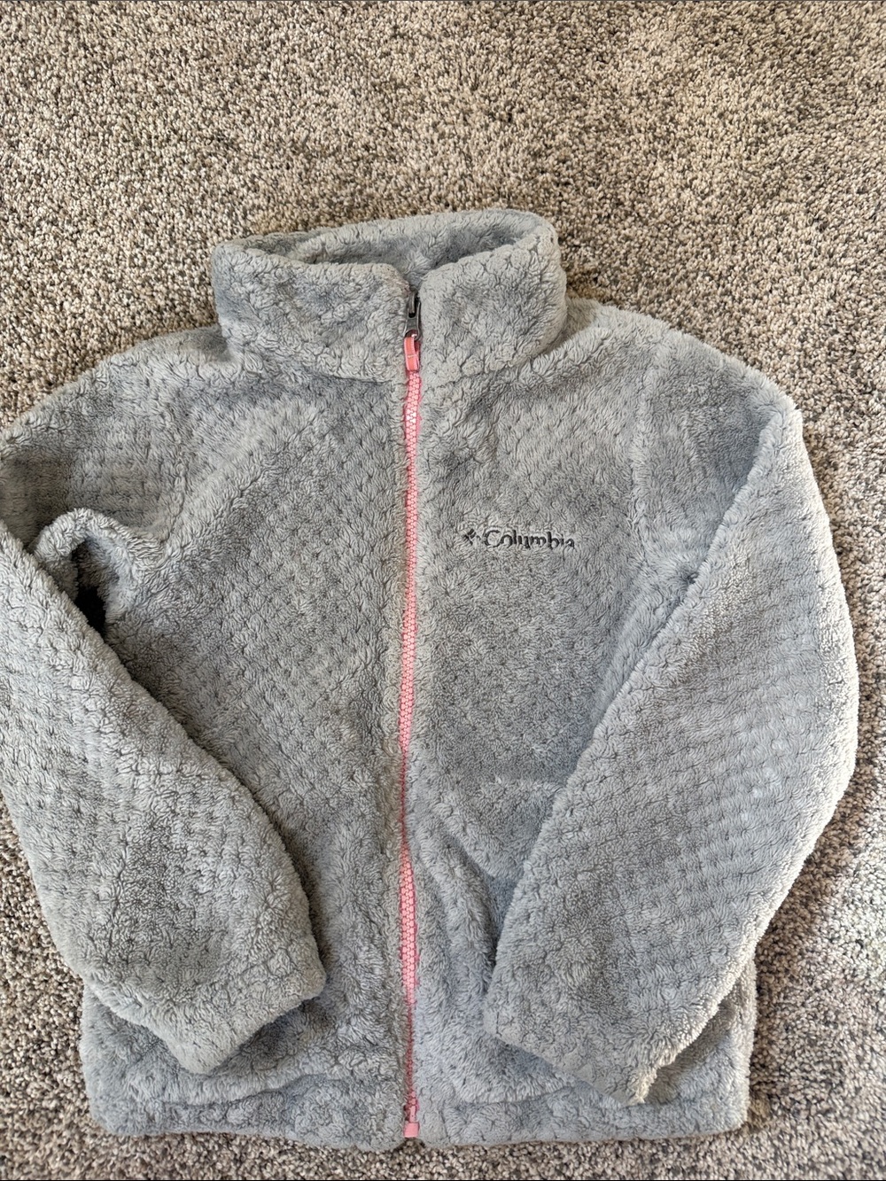 Columbia Kids Gray Fleece Jacket with Pink Zipper